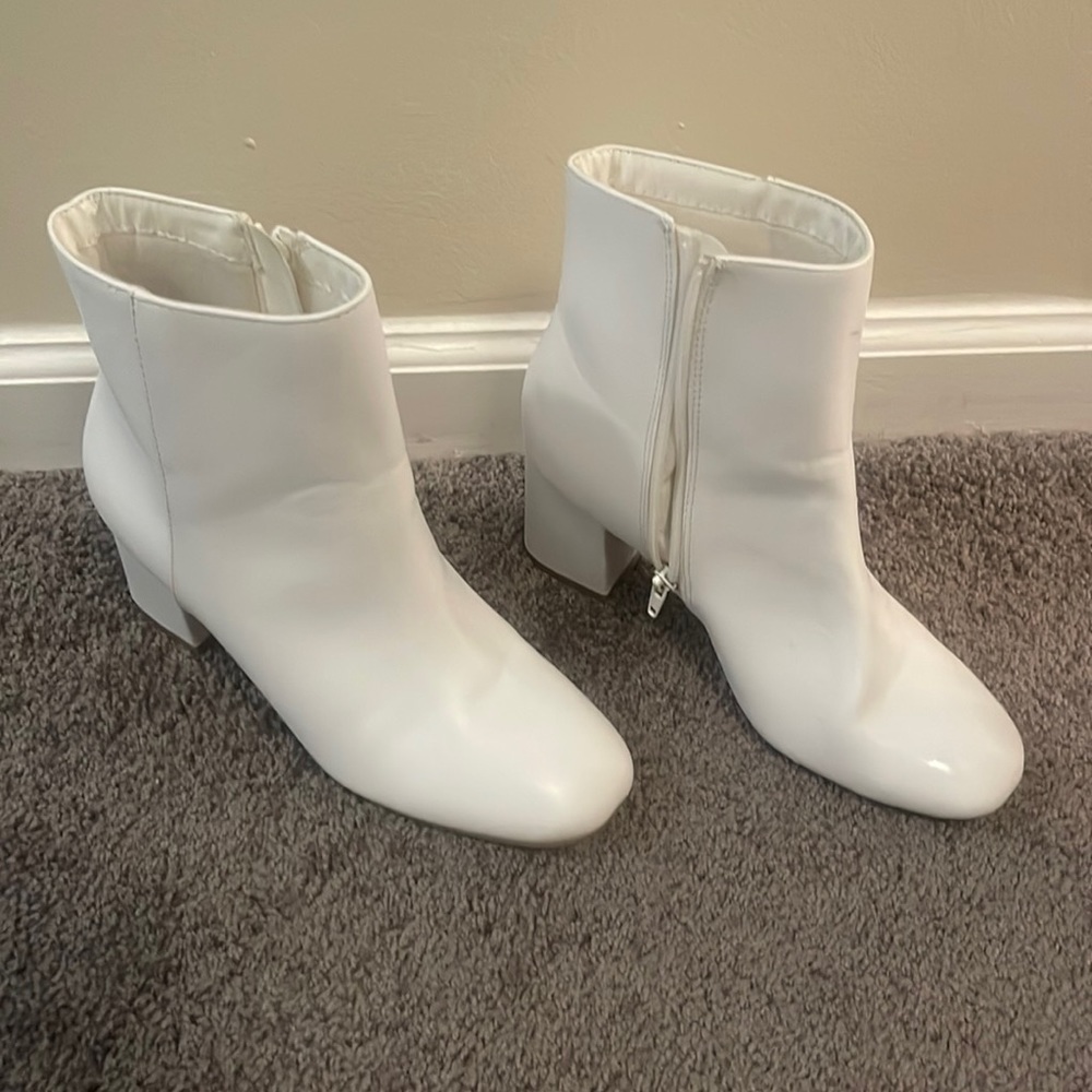 White chunky booties